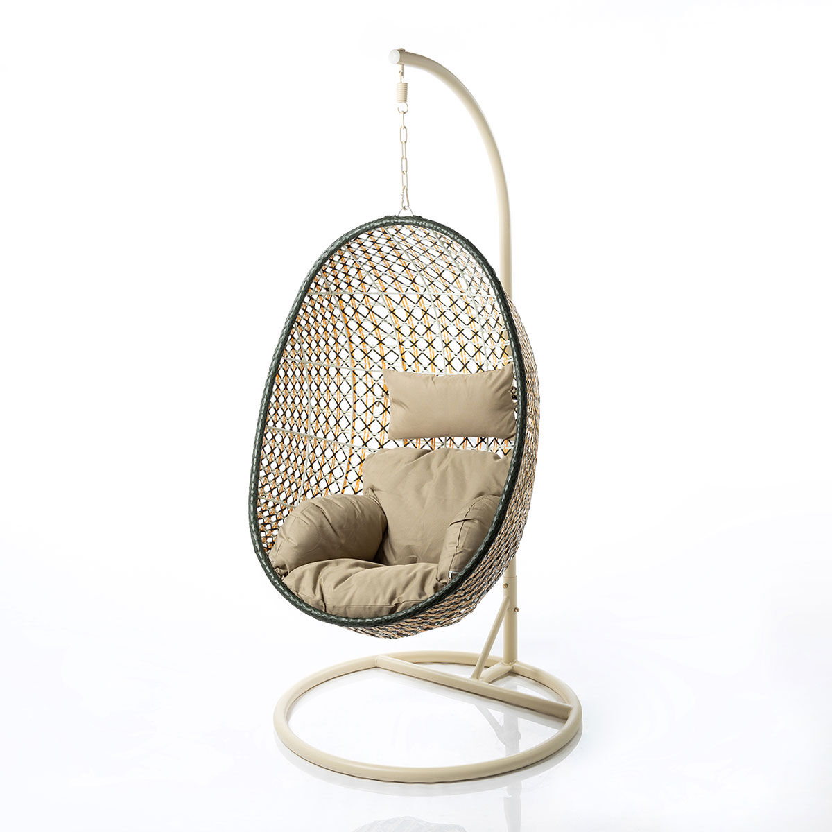 Cadeirão baloiço PORTOFINO branco e taupe