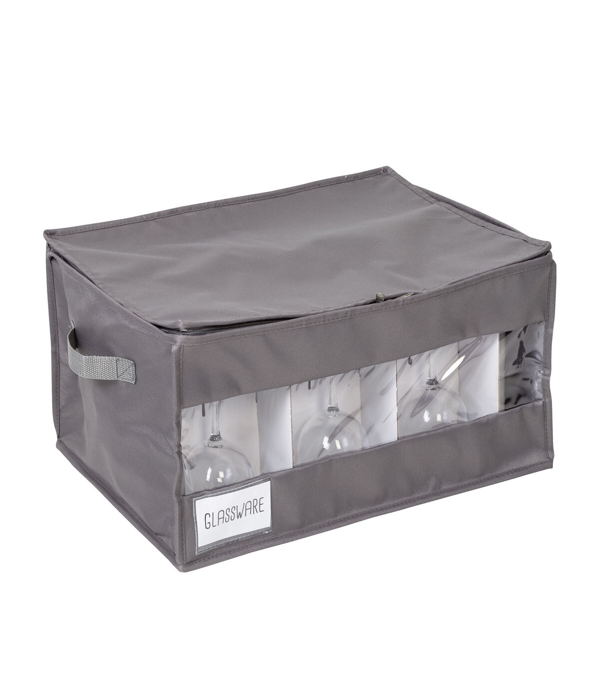 Honey Can Do 19 x 10.5 Gray Stemware Storage Box