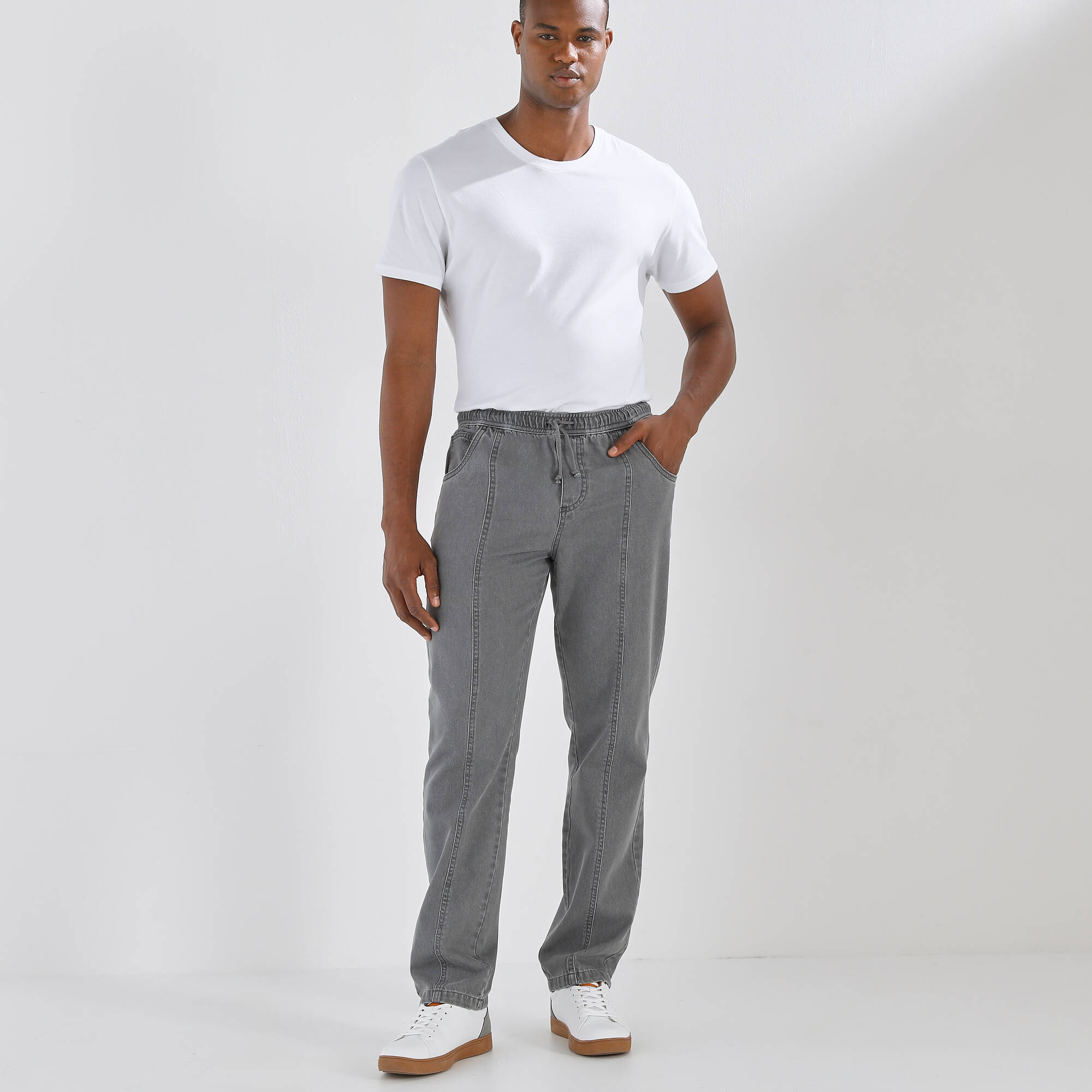 Pantalon denim léger élastiqué