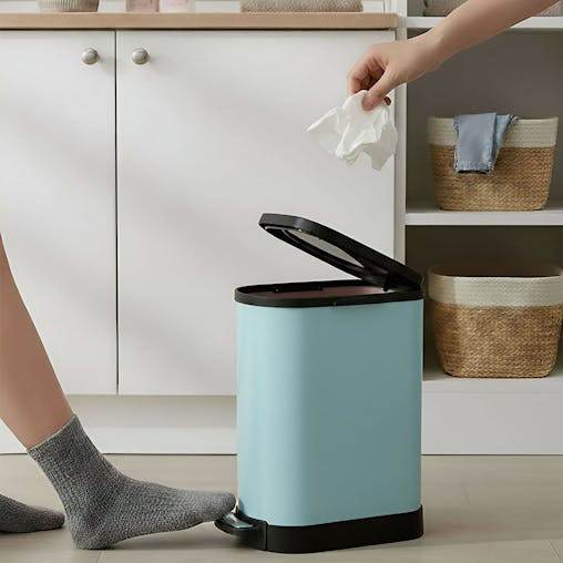 SOGA 4X Stainless Steel Foot Pedal Bin U Shape Blue 10L