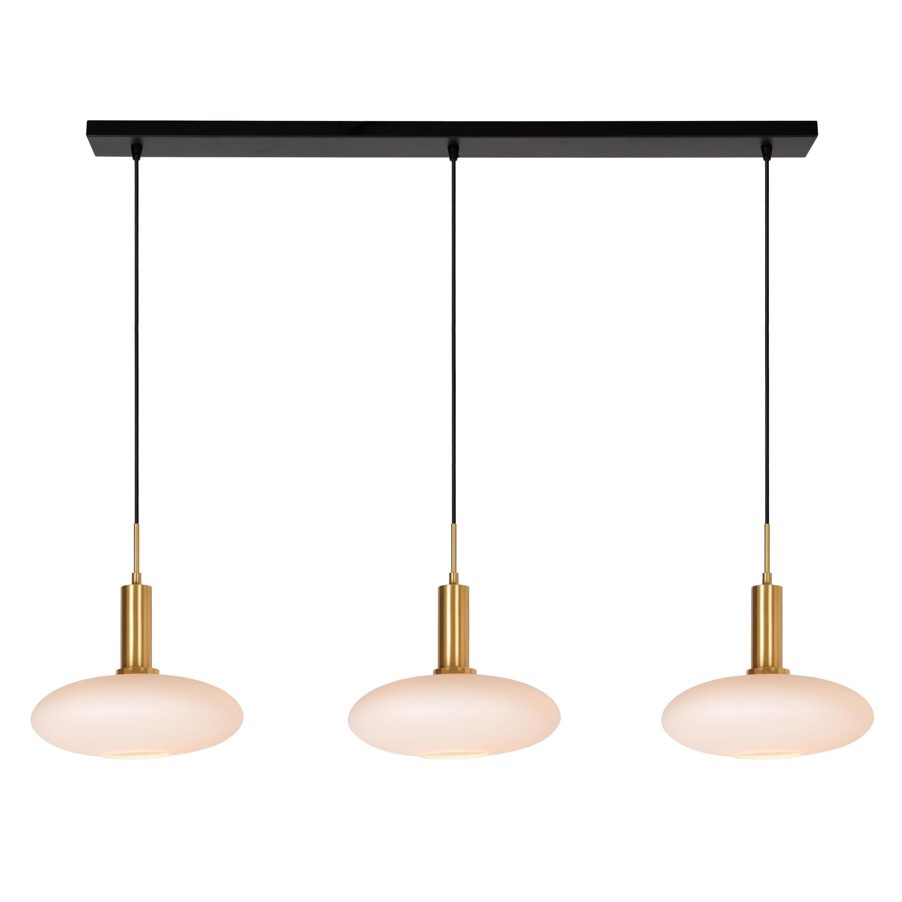 Singala 3 cluster hanglamp lineair opaal messing