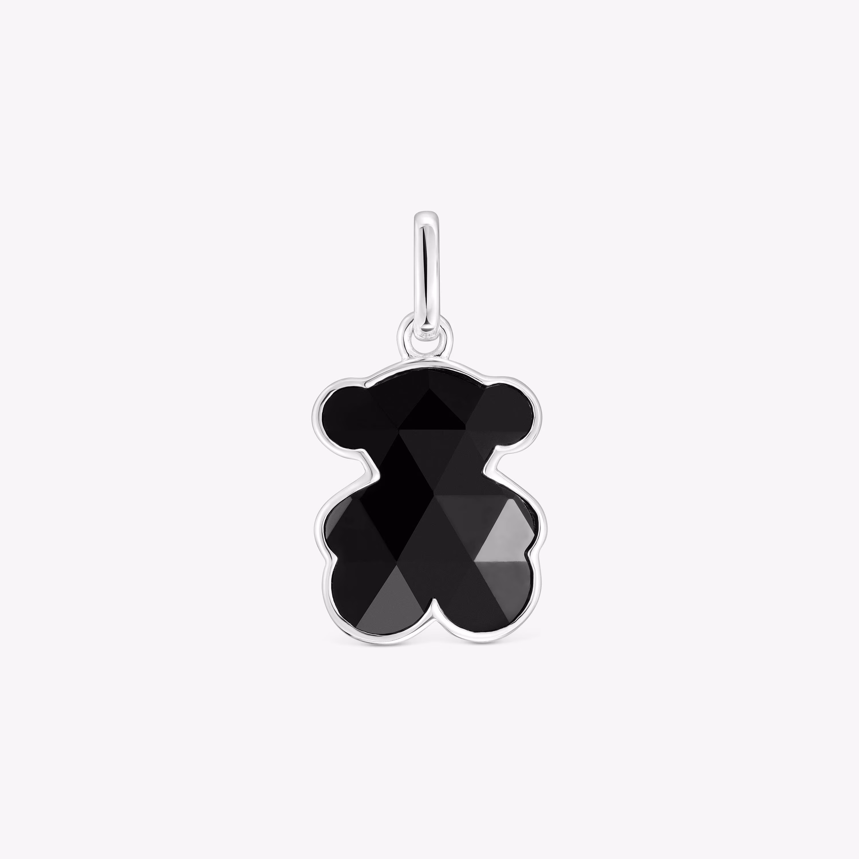 Colgante pequeño de plata y motivo oso en ónix Icon Color