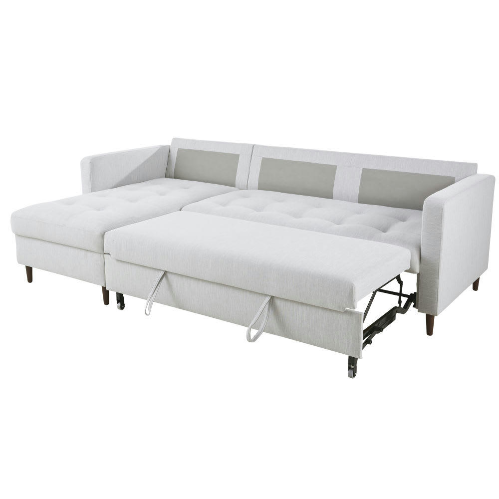 Olivia - Canapé d'angle convertible 4 places gris chiné
