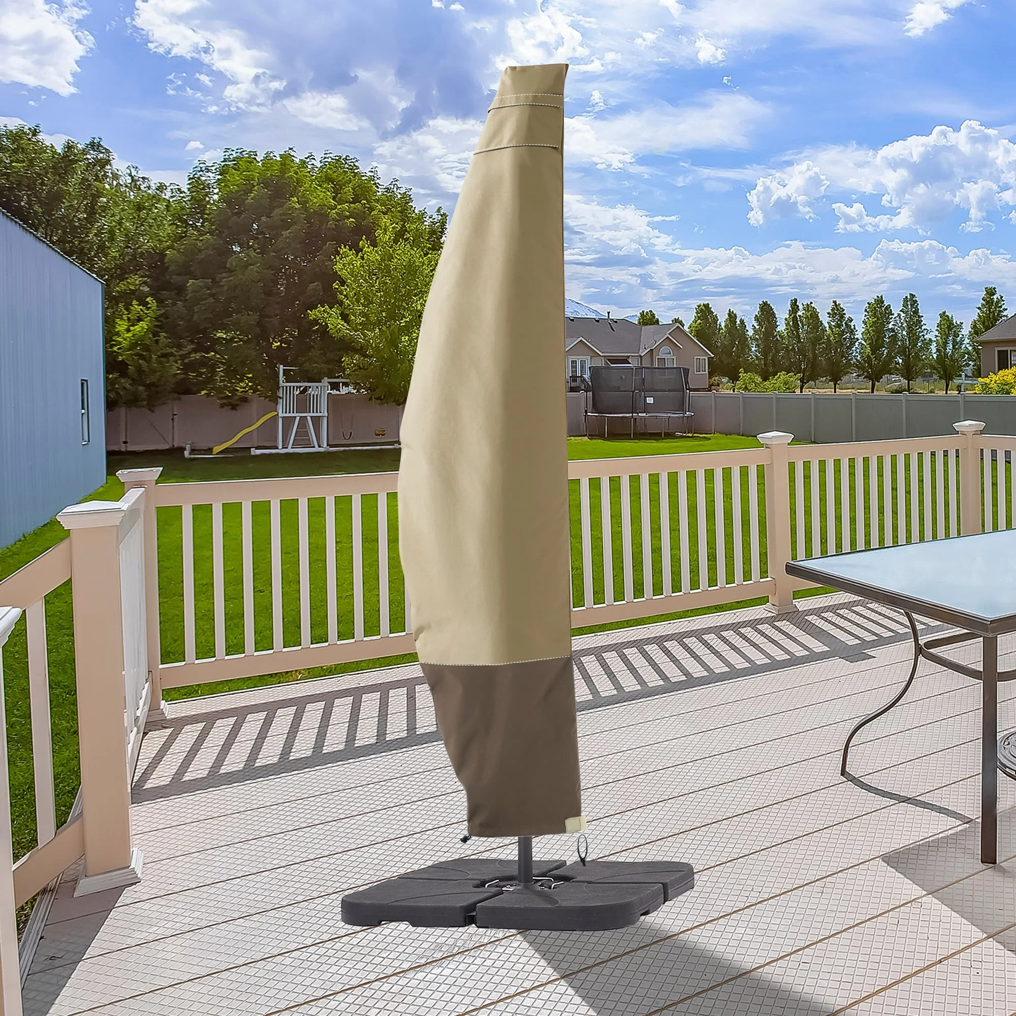 LIVOOSUN Patio Offset Umbrella Covers 600D Waterproof, Fits 8ft-11ft