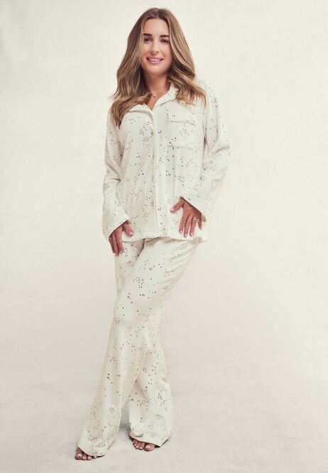 Womens Cream Star Fleece Revere Family Pyjamas