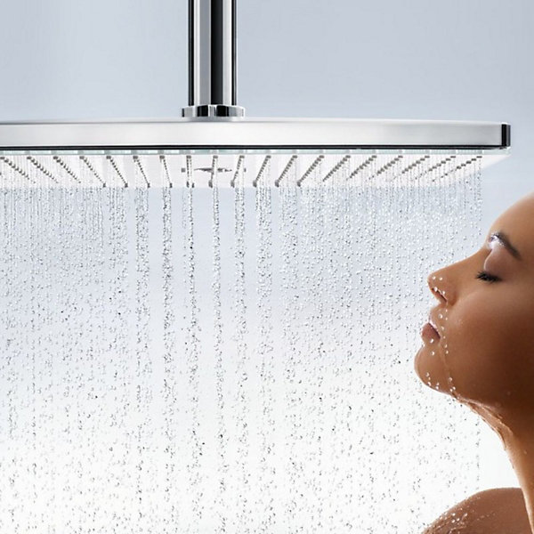 Lot robinet douche encastré thermostatique HANSGROHE Ecostat Square   Douche de tête Raindance E 240 fixation plafond