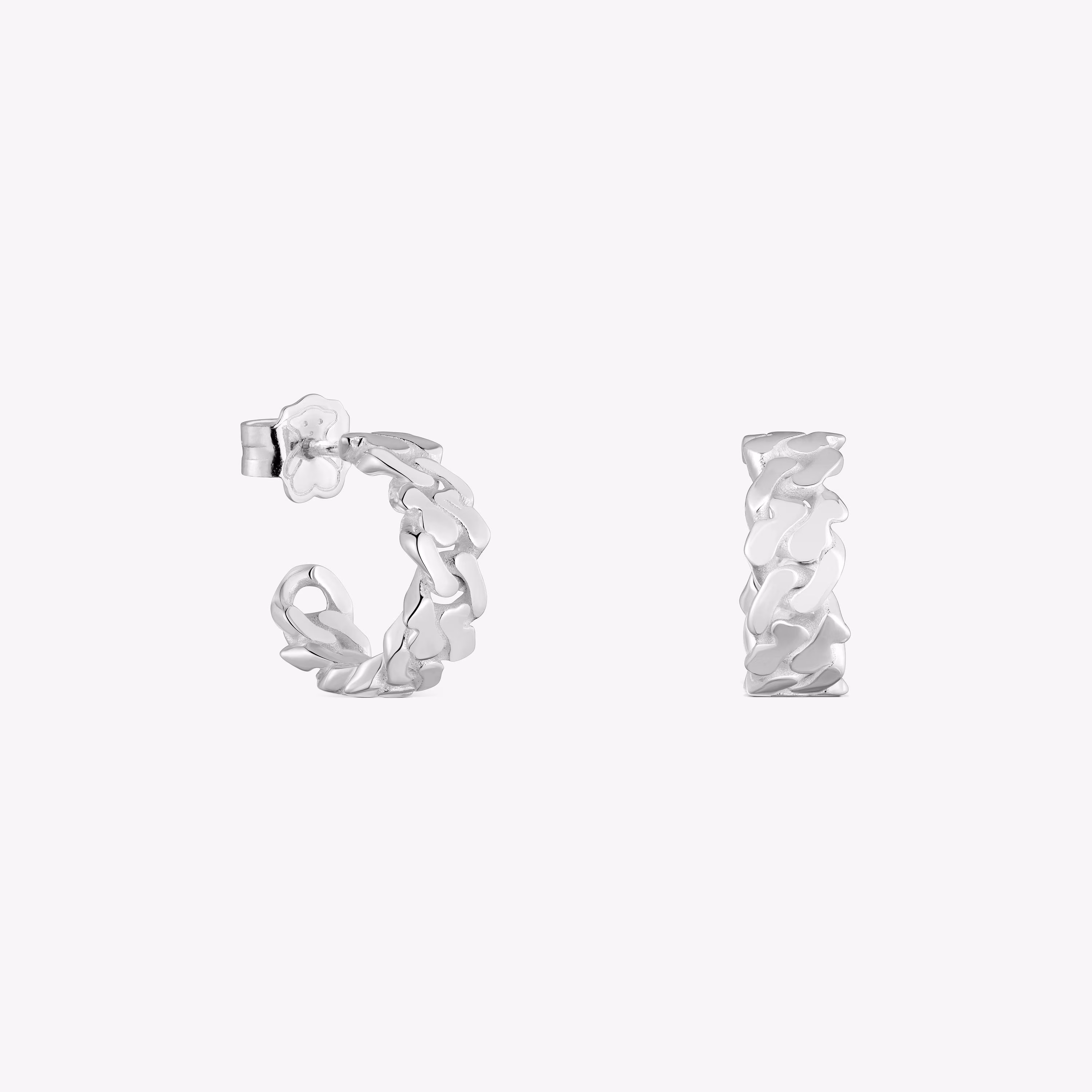 Pendientes de aro de plata 13 mm Bear's Chain