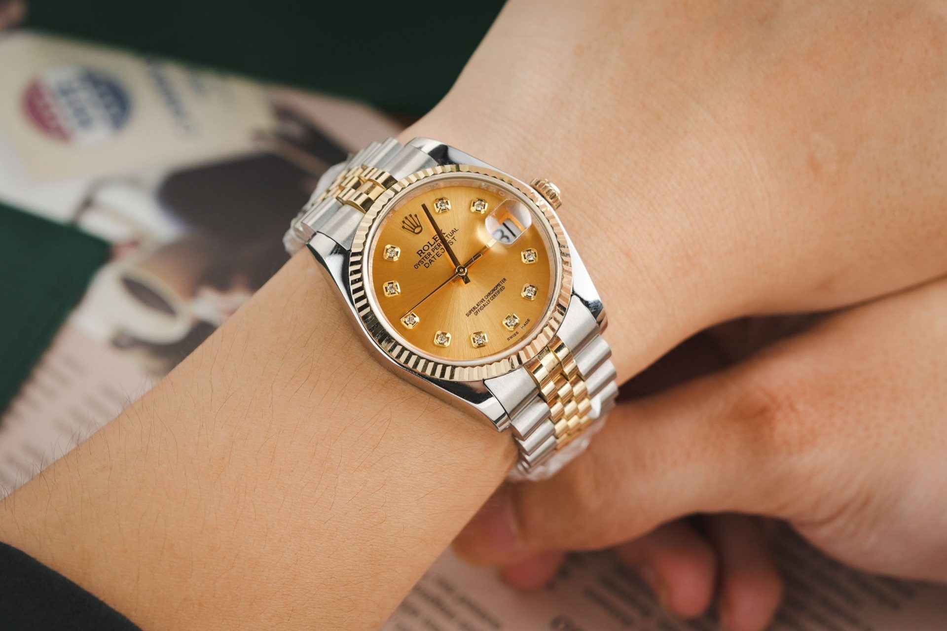 Rolex Datejust 126233 SS/YG Plated Champagne Dial CZ Diamonds 36mm Jub Super Clone