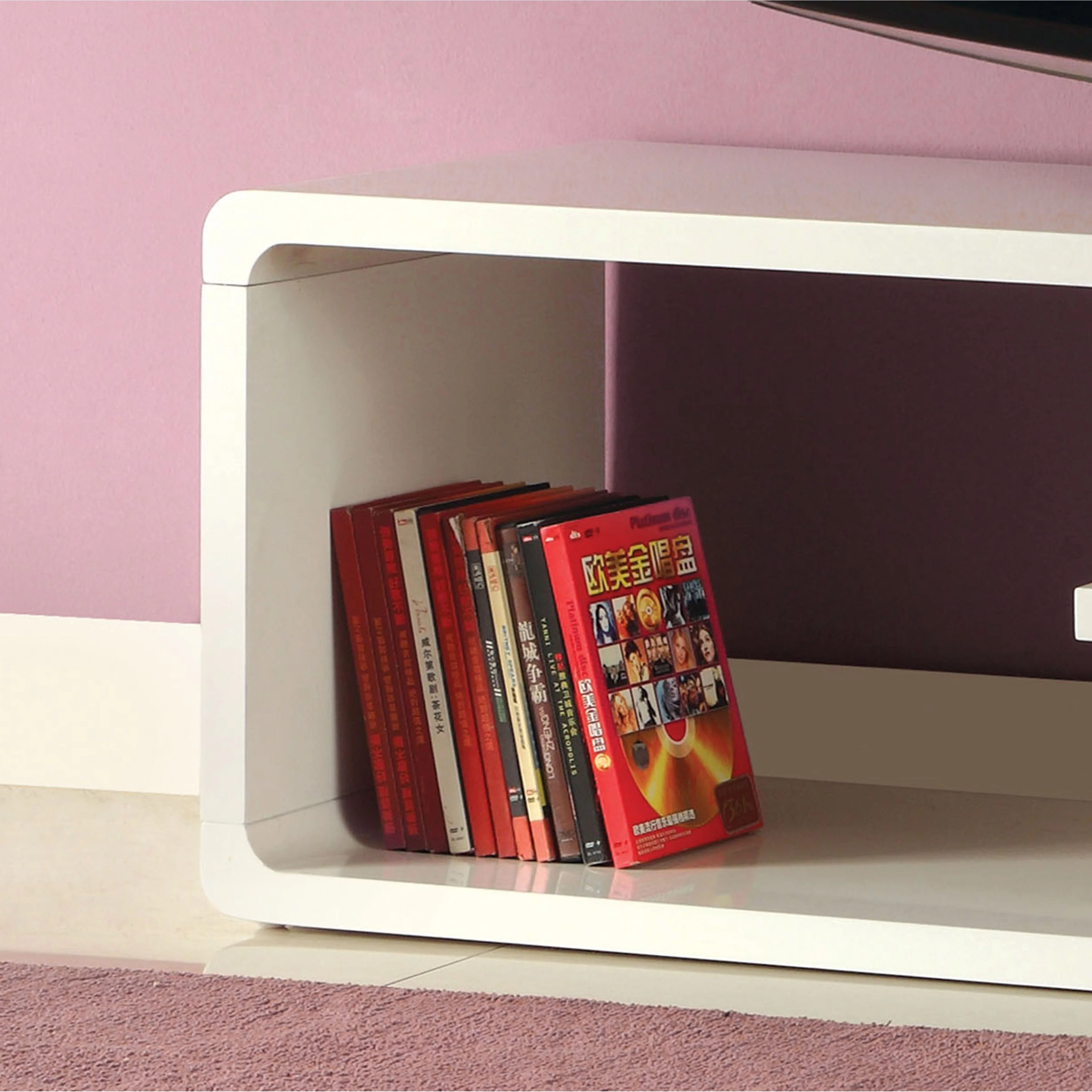 Xese Transitional White 55-inch Wood 2-Shelf TV Console by Furniture of America