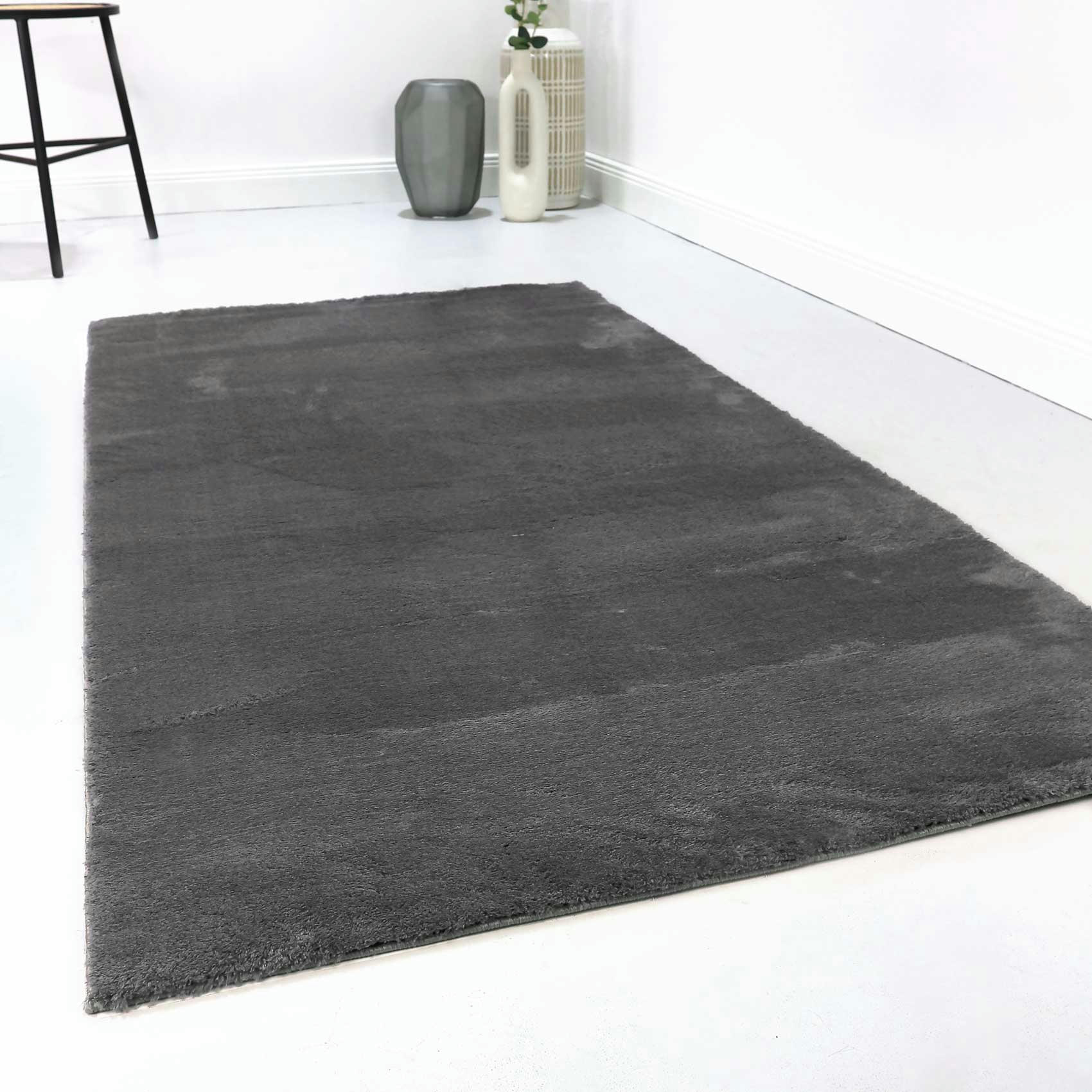 LAGO - Tapis tufté mèches rases gris anthracite 160x225