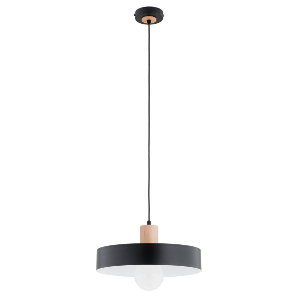Lampa wisząca czarna-jasne drewno-biała NEWADA 1xE27x15W Alfa
