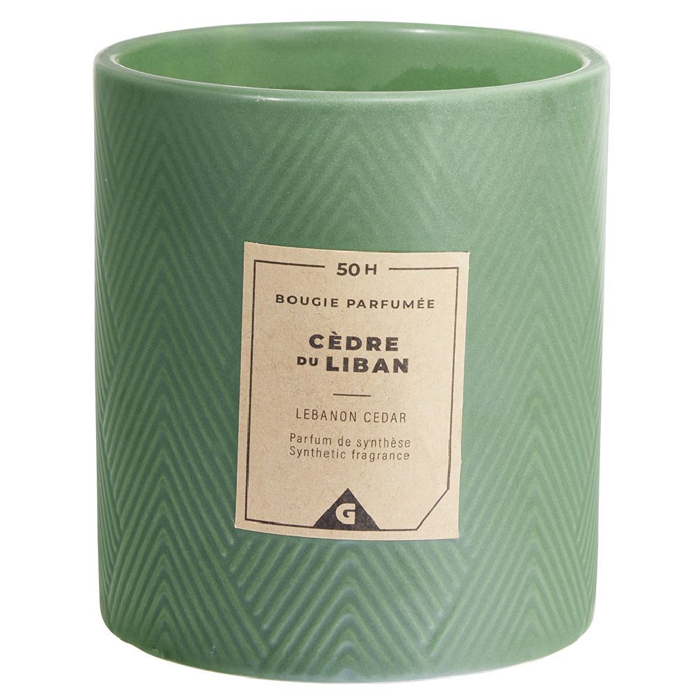 Bougie parfumée verte senteur cèdre du Liban 50H