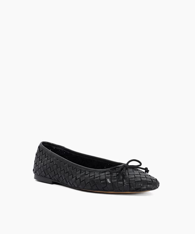 Heat Black - Woven Leather Ballet Flats