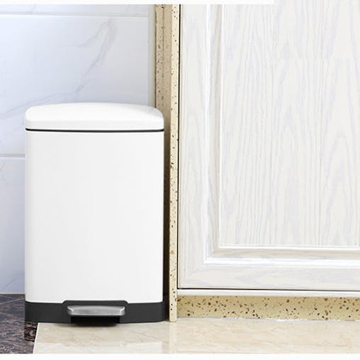SOGA 4-Pack 12L White Stainless Steel Foot Pedal Trash Bin