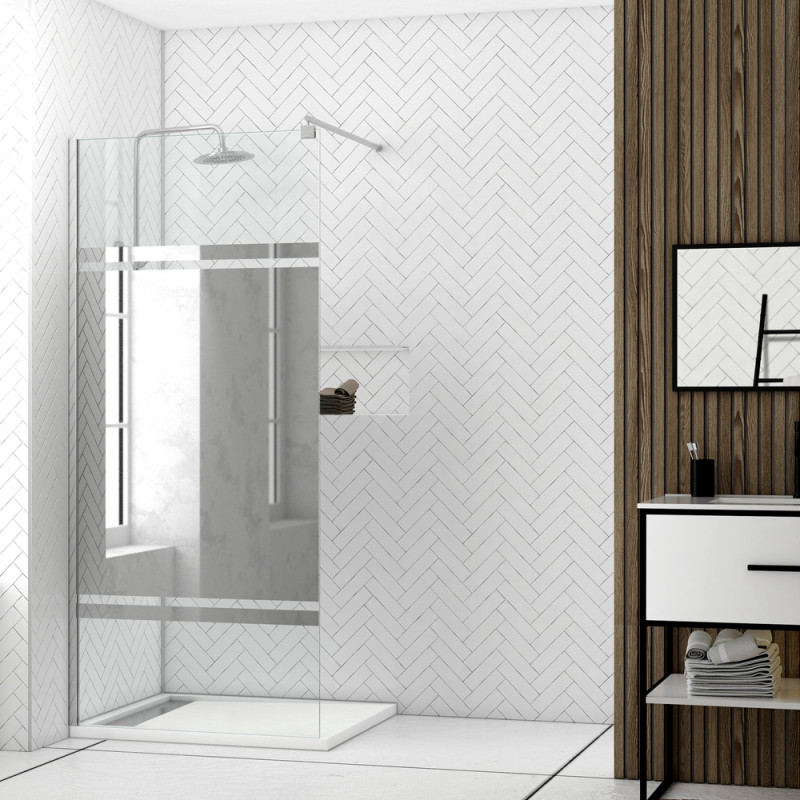 Paroi de douche Parma 2 miroir chrome 100 x 200 cm AURLANE