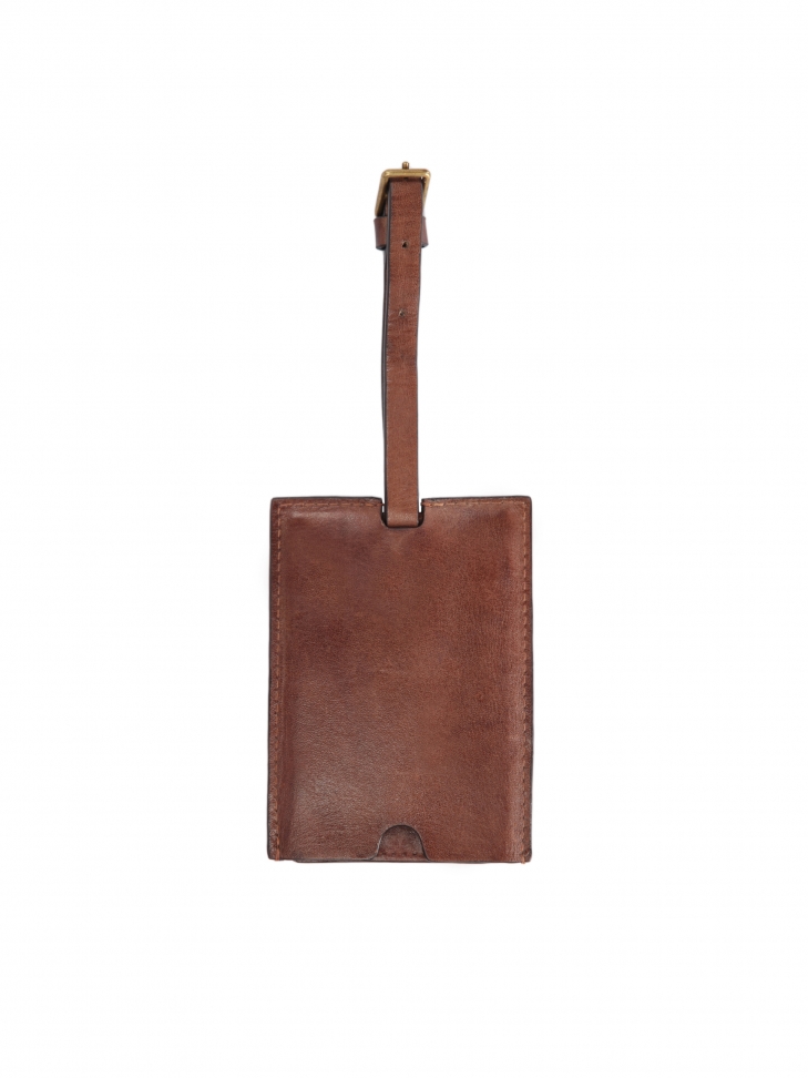 Brown leather luggage tag