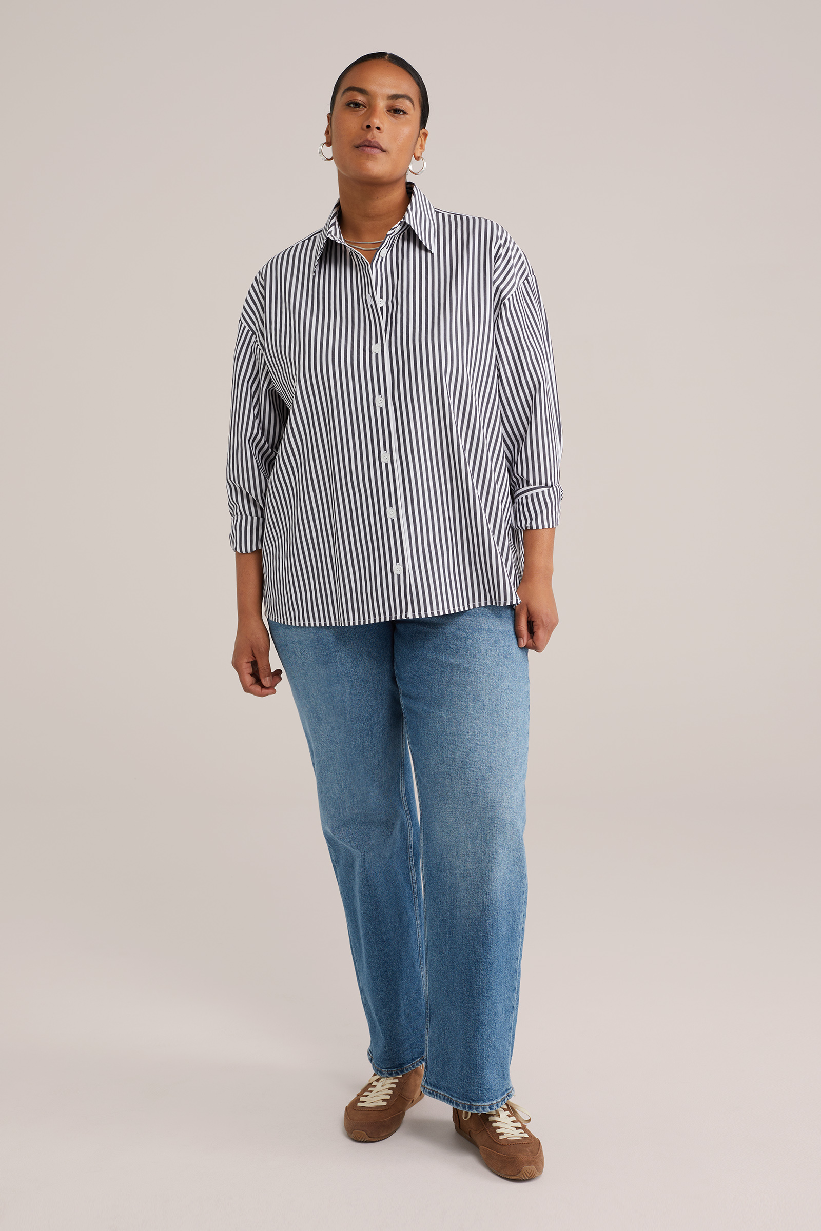 Dames blouse met streep - Curve