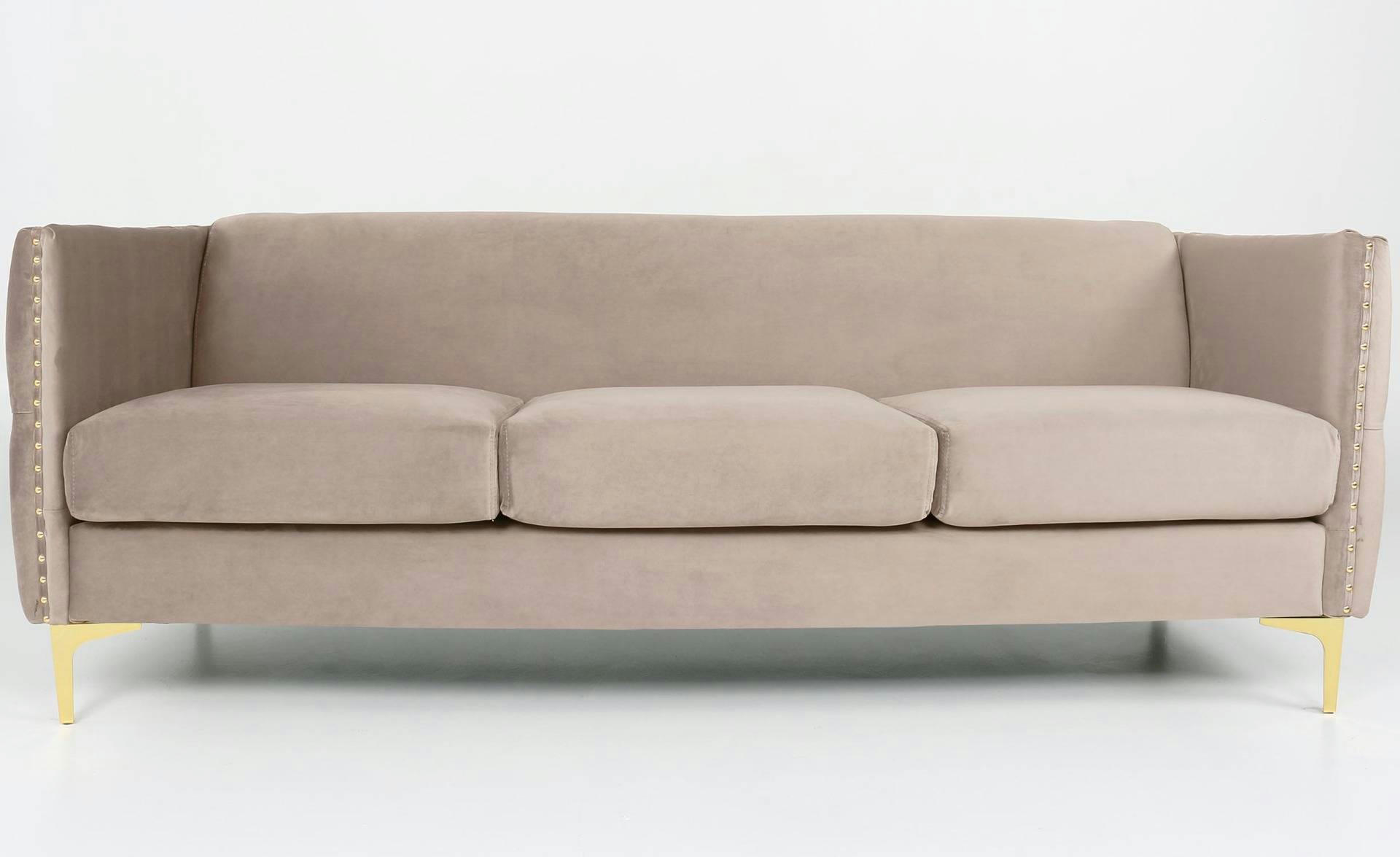 JOSHUA - Canapé 3 places velours taupe