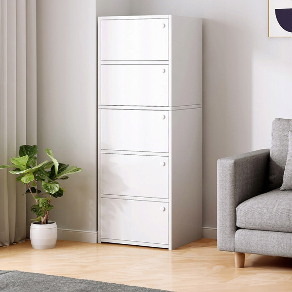 Nowoczesna pojemna komoda szafka duża biała skandynawski retro loft 5 półek
