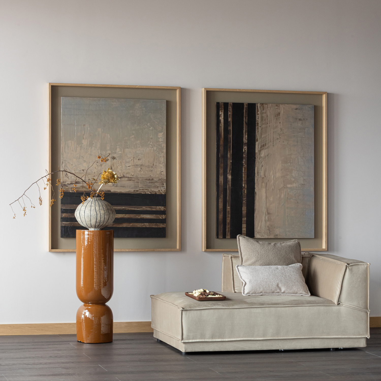 WOOOD Toval Pot Hoog - Metaal - Hoogglans Honinggeel - 95x32x32