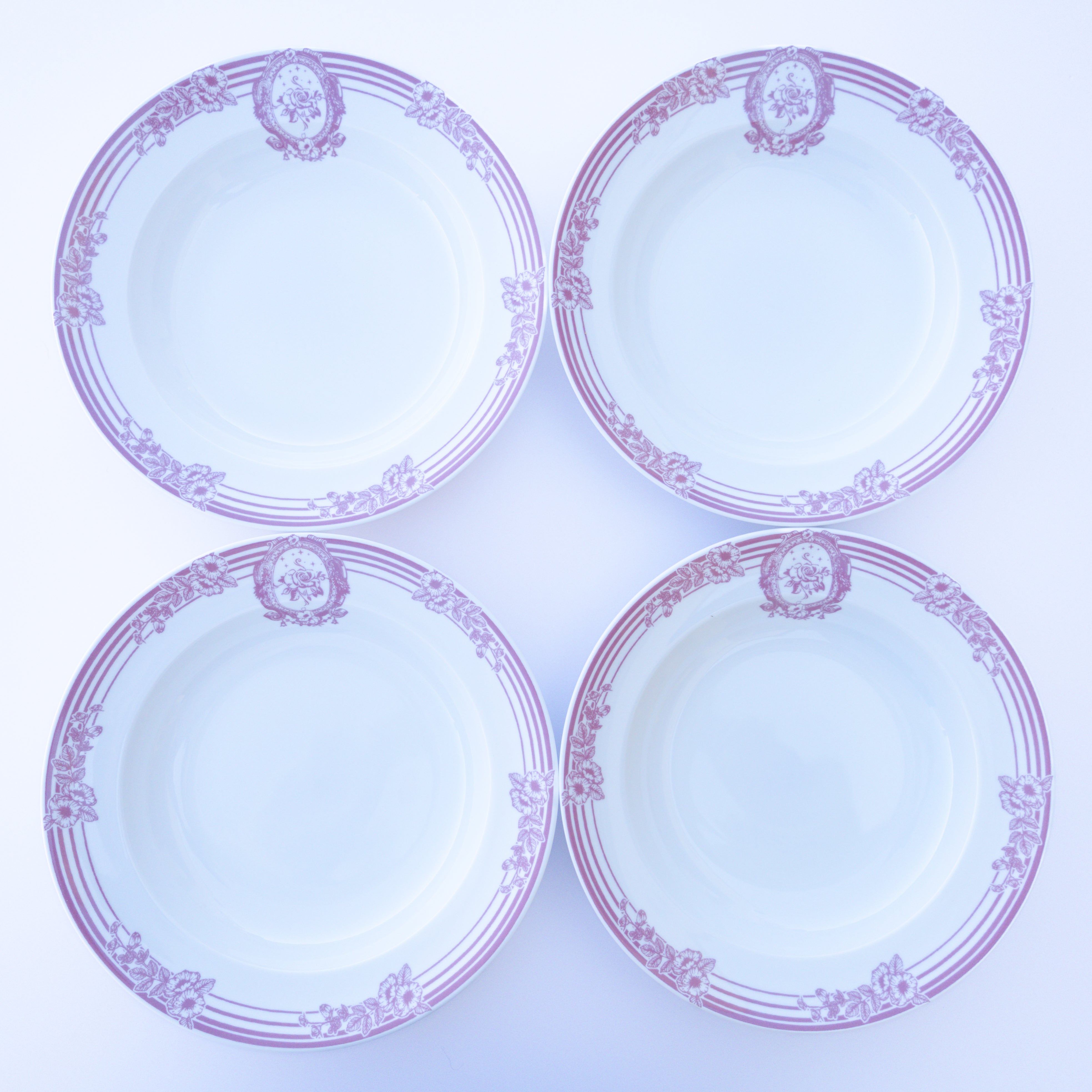 Pink Symphony Porcelain Pasta Bowls, Set of 4