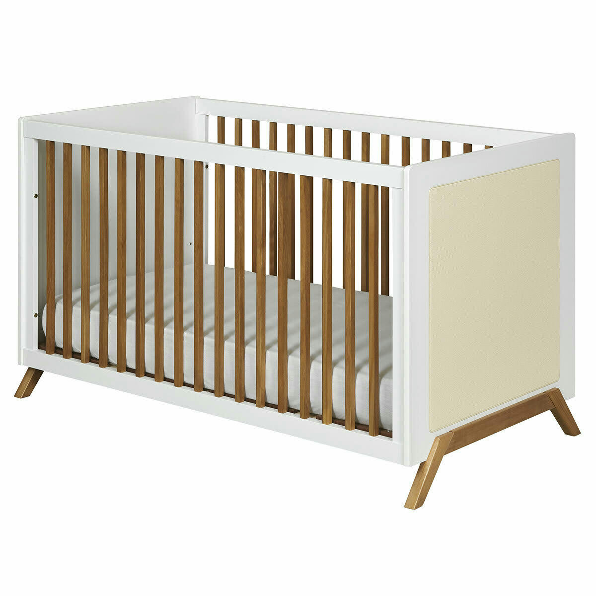 AZU - Lit bébé avec matelas 70x140 cm effet bois blanc
