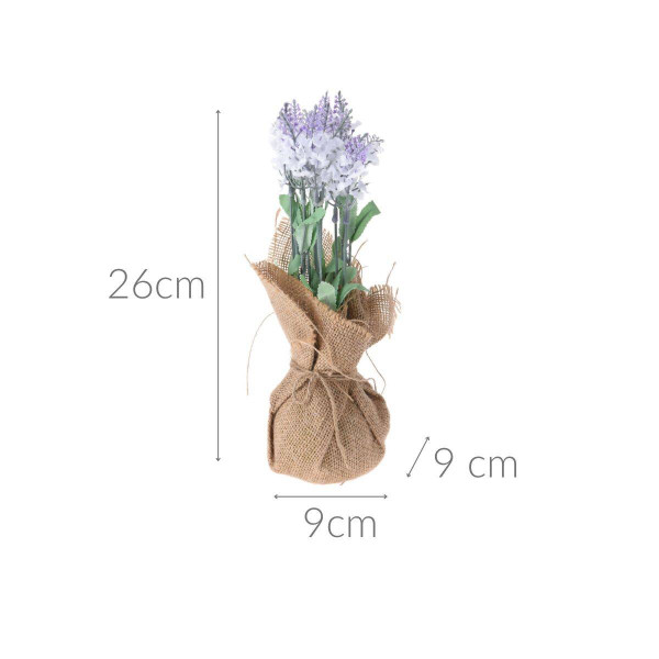 Sztuczne kwiaty w doniczce jutowej, 26 cm
