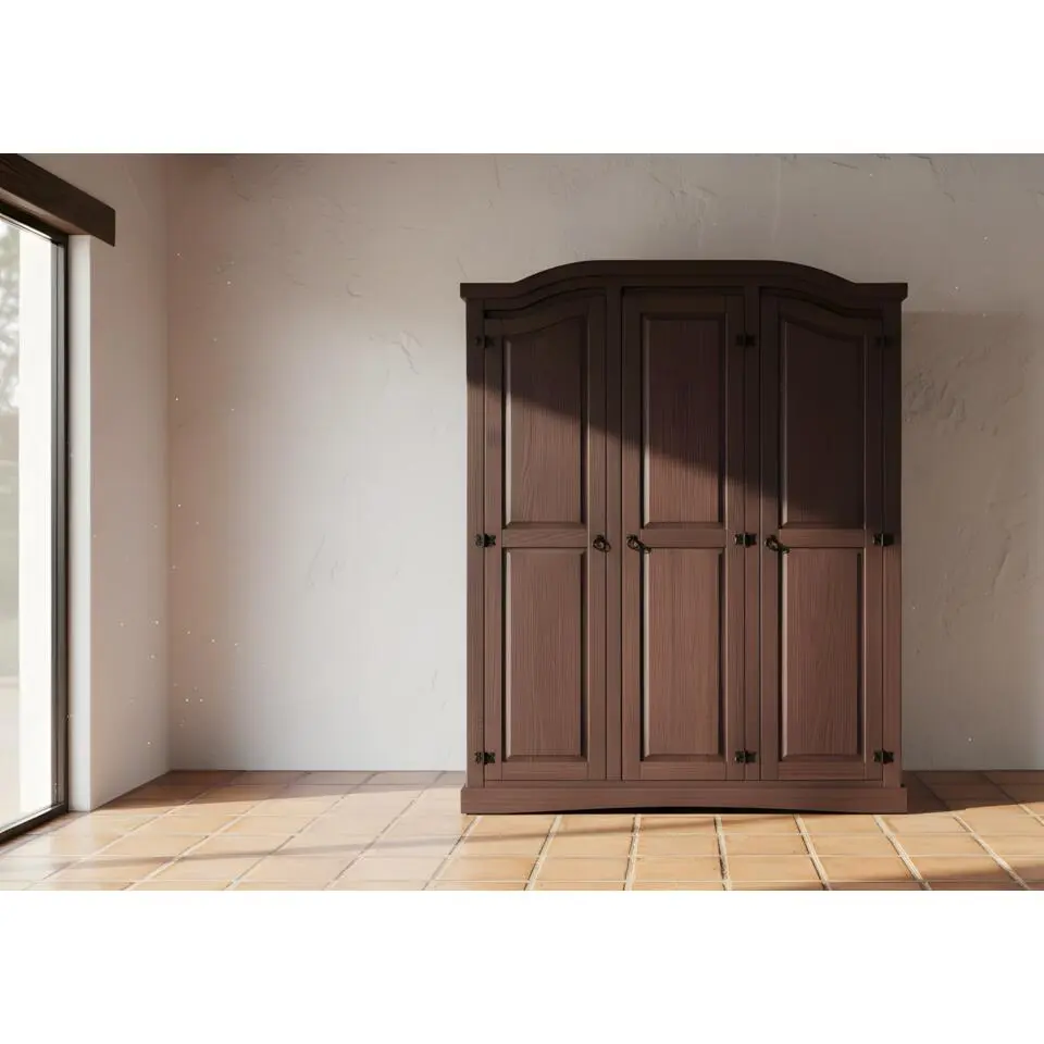 Hioshop Bruine kledingkast 3-drs New Mexico