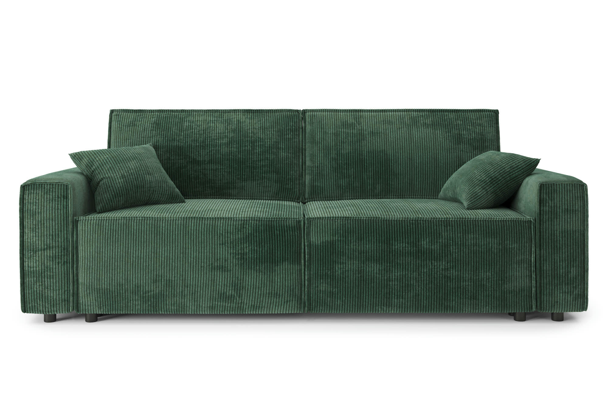 MIRA - Canapé droit convertible en velours côtelé 3 places vert