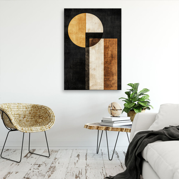 Feeby Obraz na płótnie, Geometryczna Abstrakcja Figury Złoty 40x60