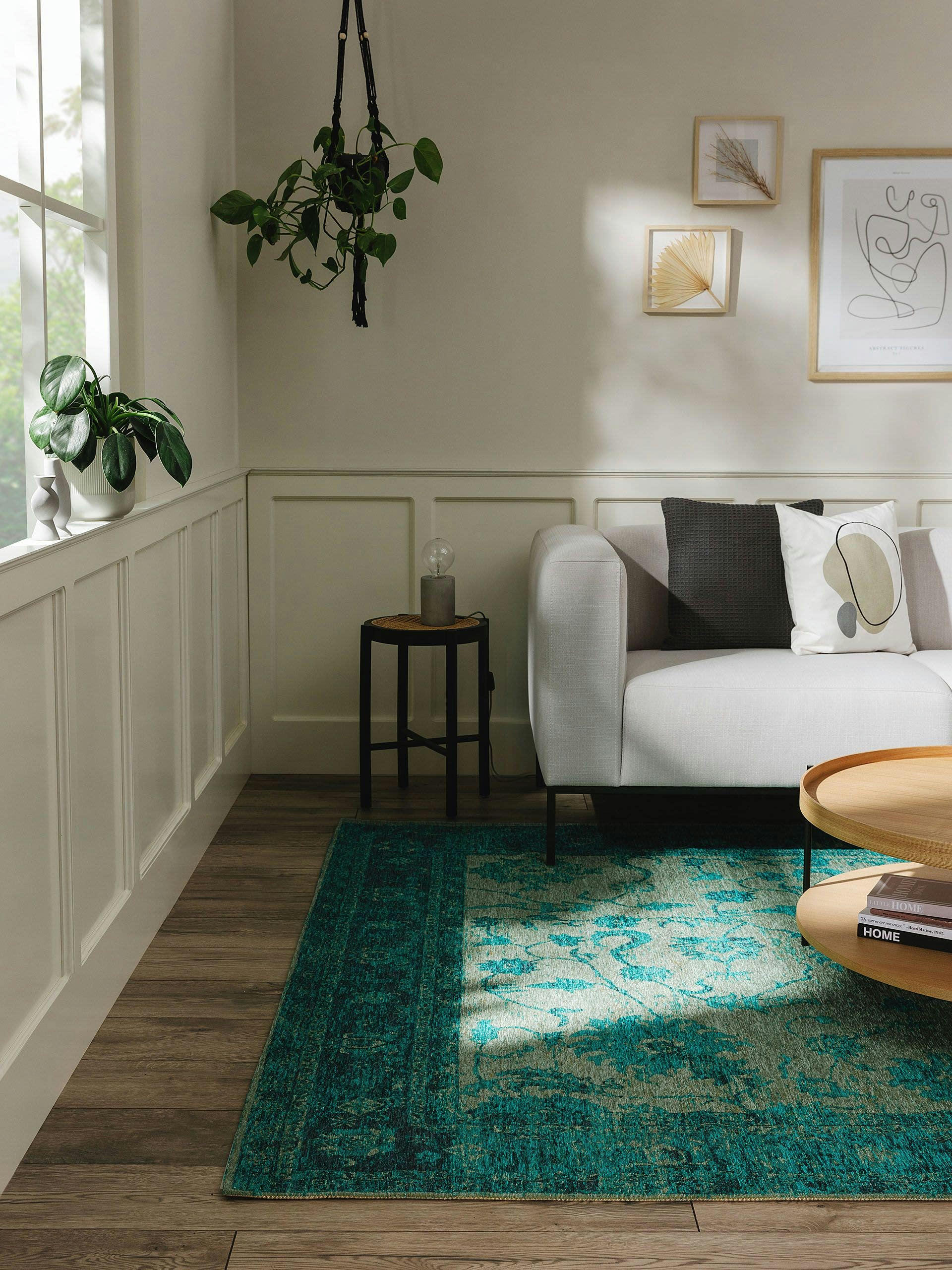 FRENCIE - Tapis tissé à plat turquoise 240x340