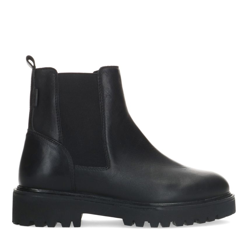 Manfield Zwarte leren chelsea boots