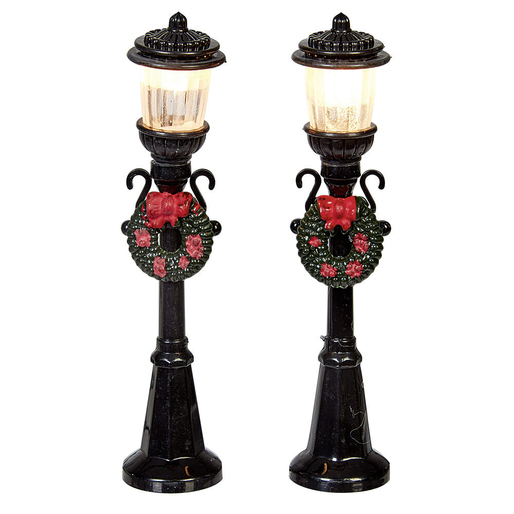 Petit lampadaire déco couronne villange de No&euml;l x2