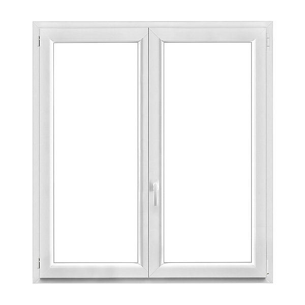 Fenêtre 2 vantaux oscillo-battante, tirant droit double vitrage GoodHome en PVC blanc l.145 x H.148 cm