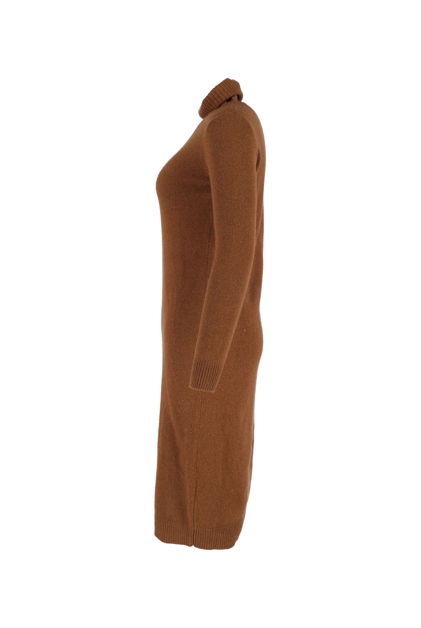 Max Mara Preloved Knitted Turtleneck Dress in Brown Wool