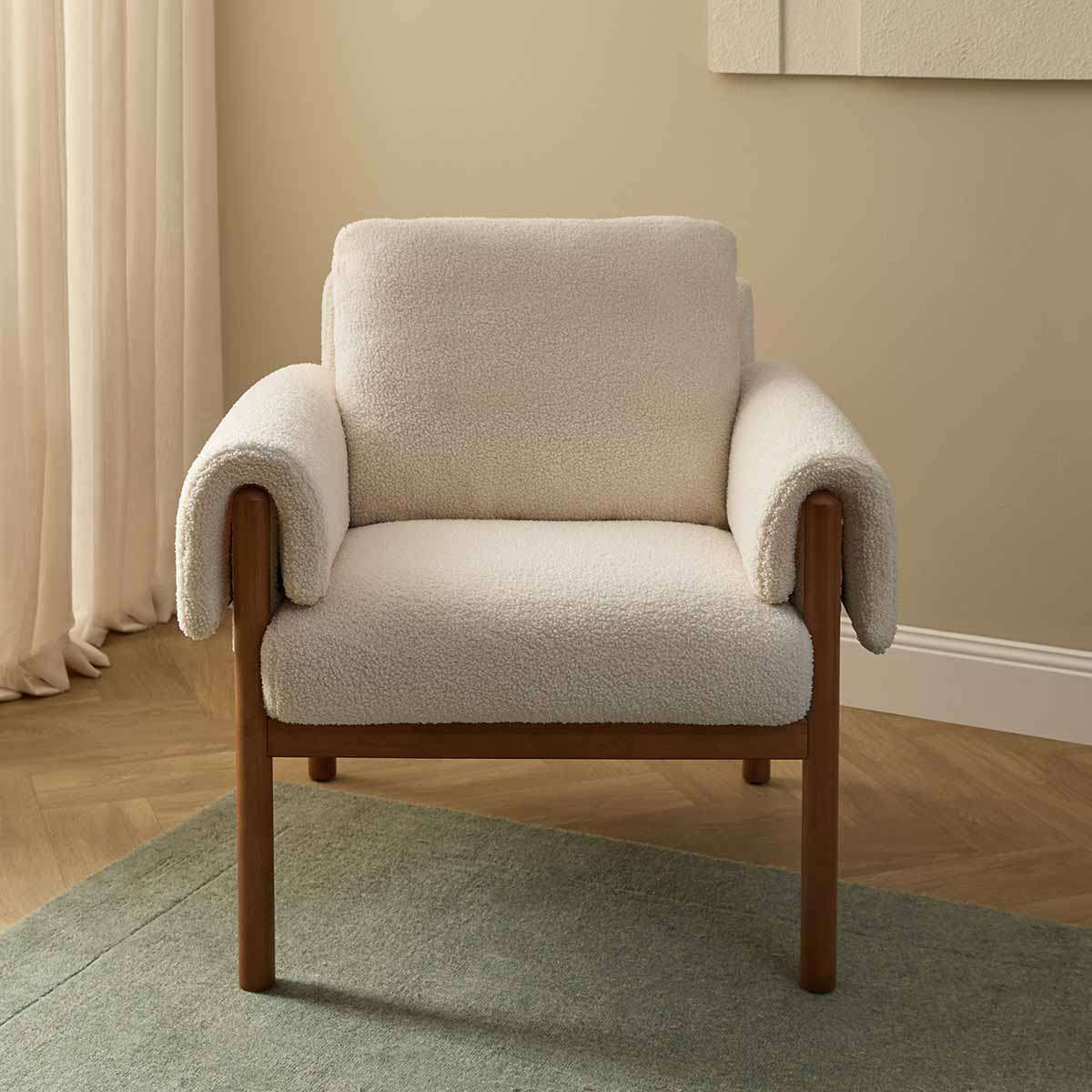 Edwin Occasional Chair - Cream/Walnut