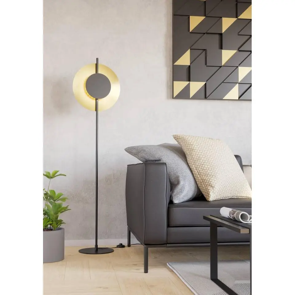 EGLO Tocina Vloerlamp - LED - 150 cm - Zwart/Goud