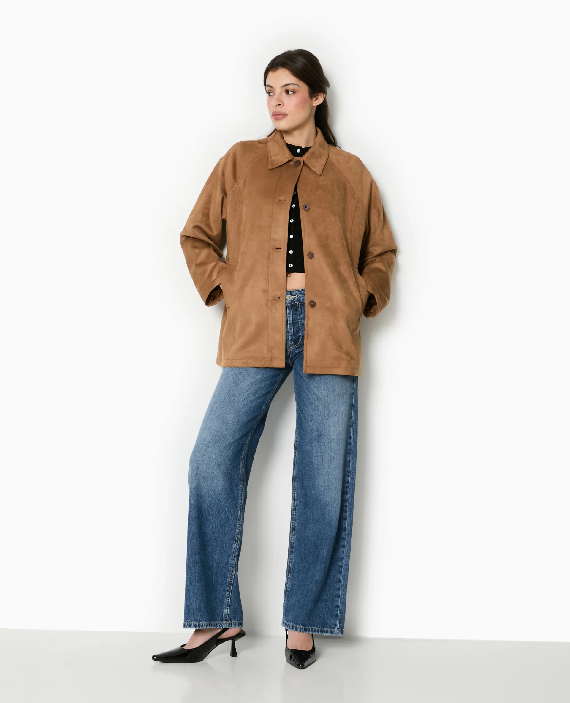 Manteau court en suédine