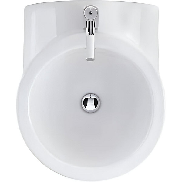 Lavabo suspendu cylindrique contemporain céramique traditionnelle SANINDUSA WCA blanc (robinet non inclus)