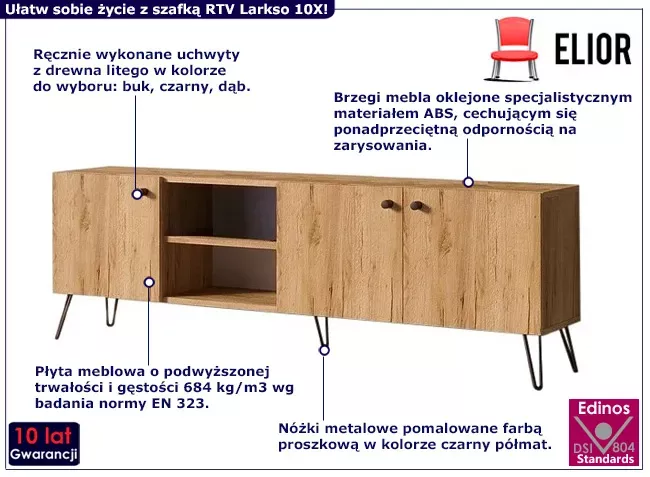 Szafka RTV w stylu loft dąb craft - Zyeno