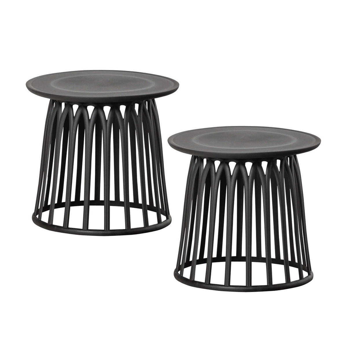 WOOOD bijzettafels buiten Boy - Kunststof - Zwart - 45x50x50 - Set van 2