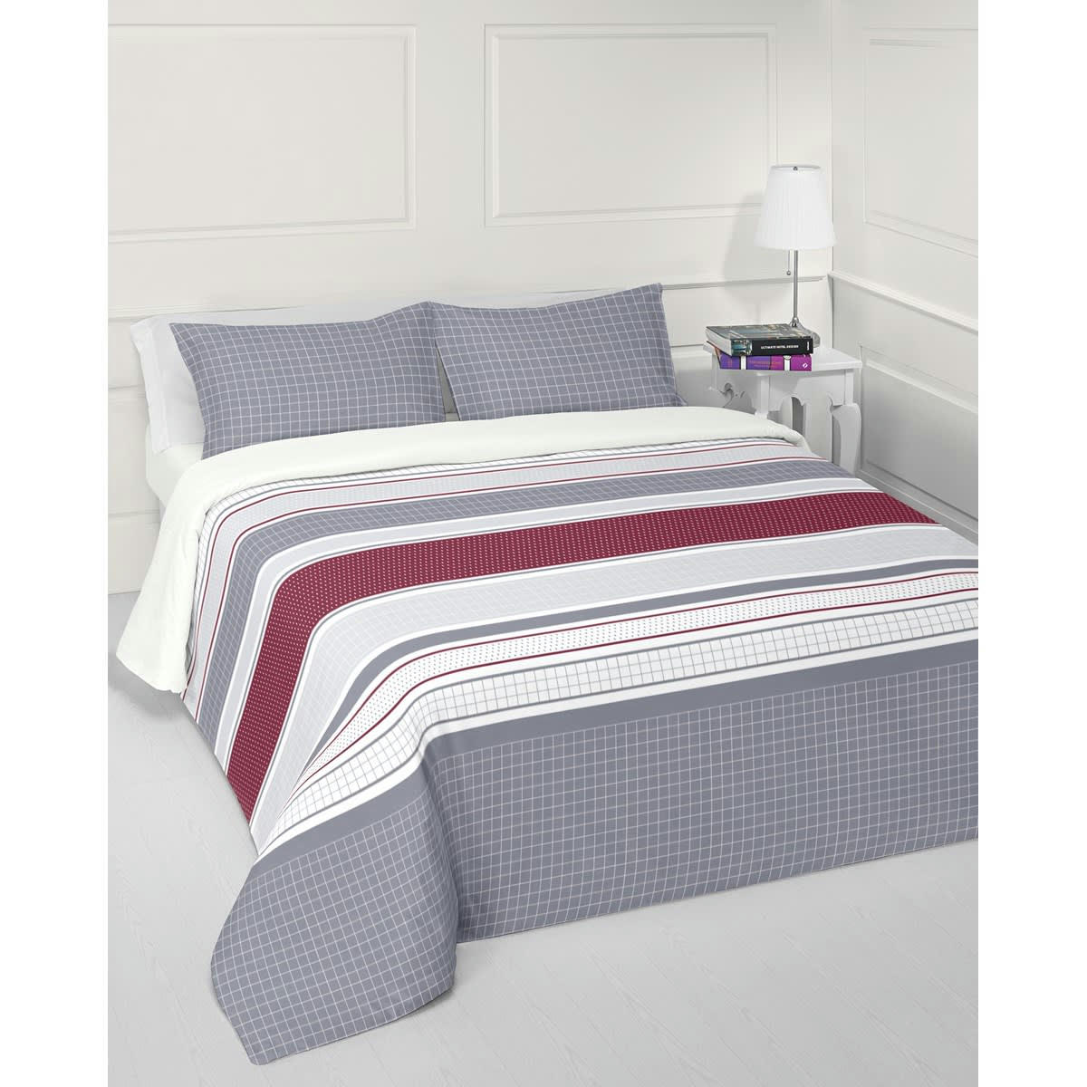 PENHA - Parure de couette en coton bordeaux 140x190 cm