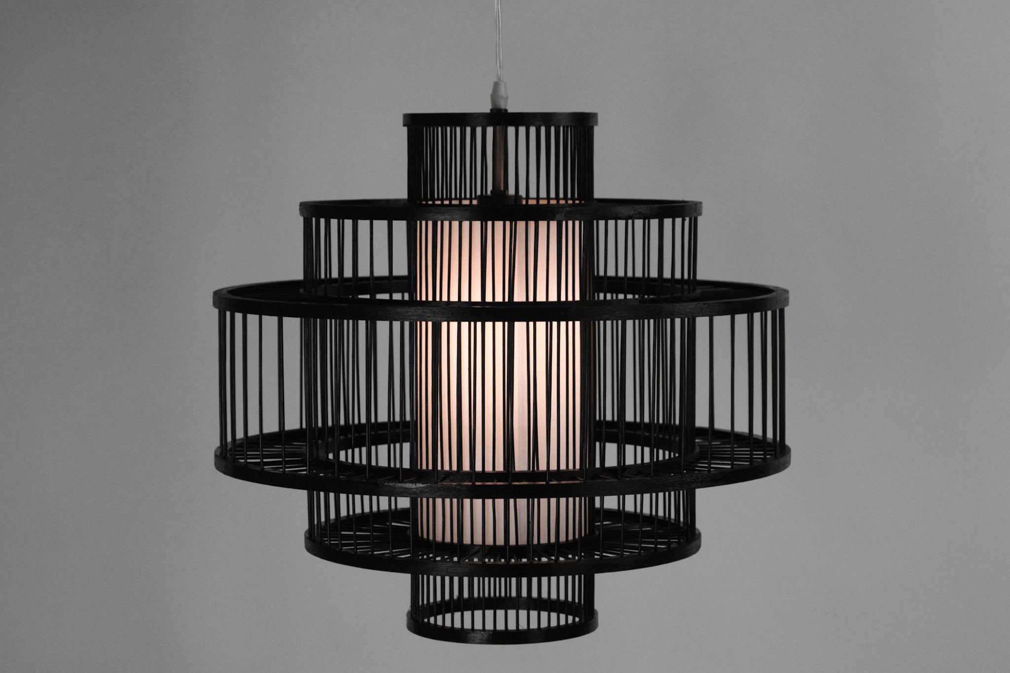 Fine Asianliving Bamboe Hanglamp Zwart Handgemaakt -