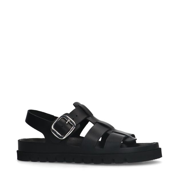 Zwarte leren sandalen