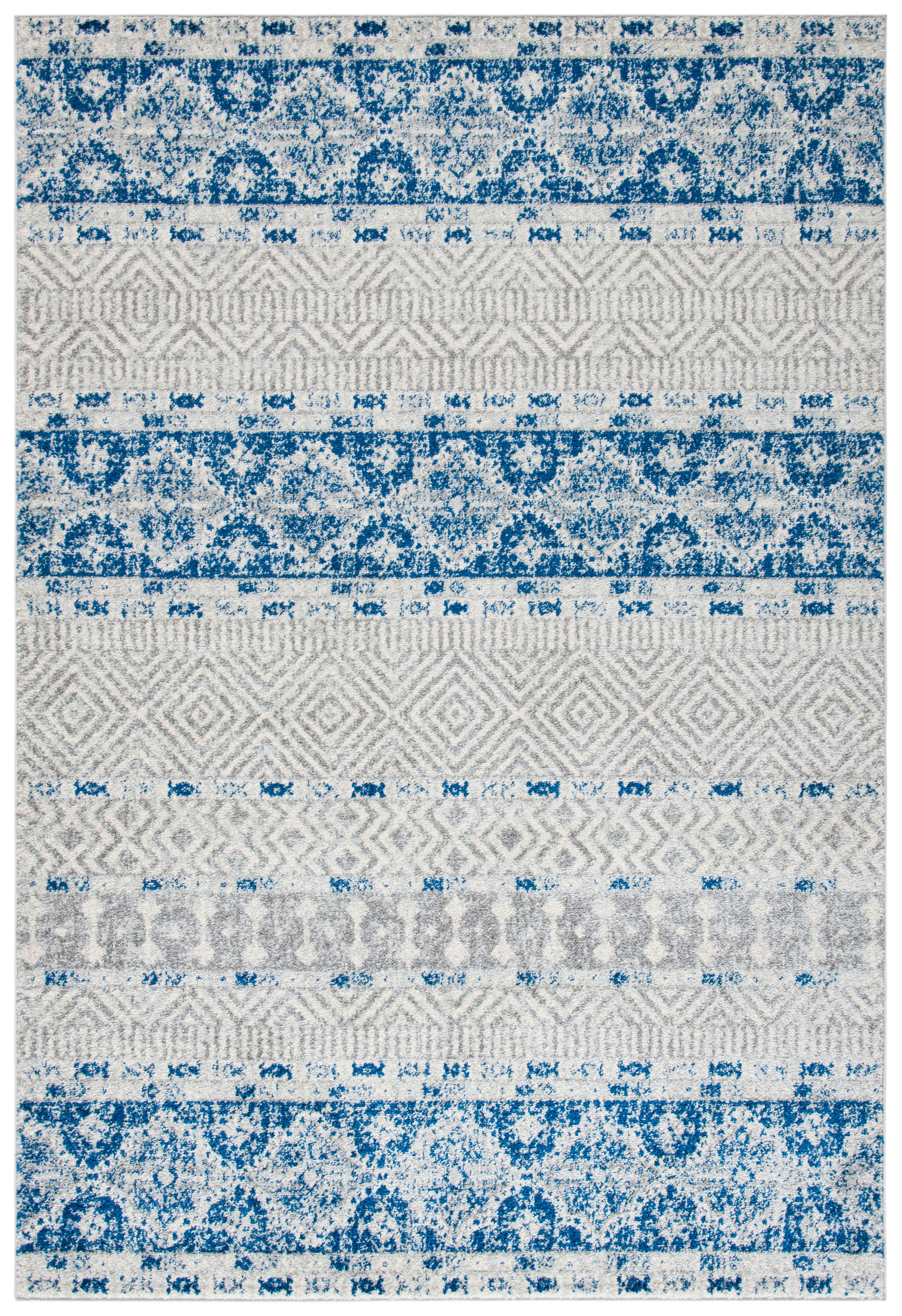 MADISON - Tapis de salon interieur en argent & bleu marine, 122 x 183 cm