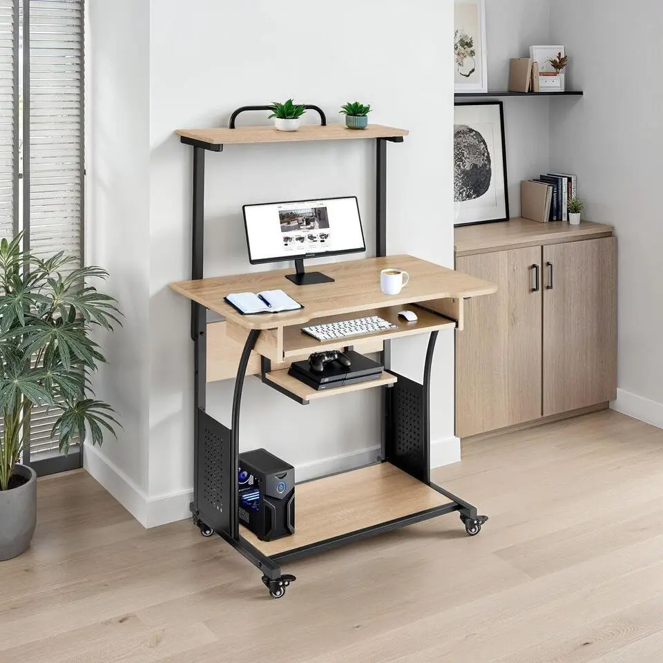 tectake Bureau Fife 80x65,5x130,5cm, Industrieel Licht Hout, Eiken Sonoma