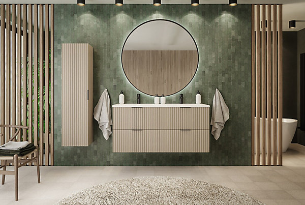 Meuble bas de salle de bain à suspendre avec une porte FLOW CACHEMIRE 40 cm