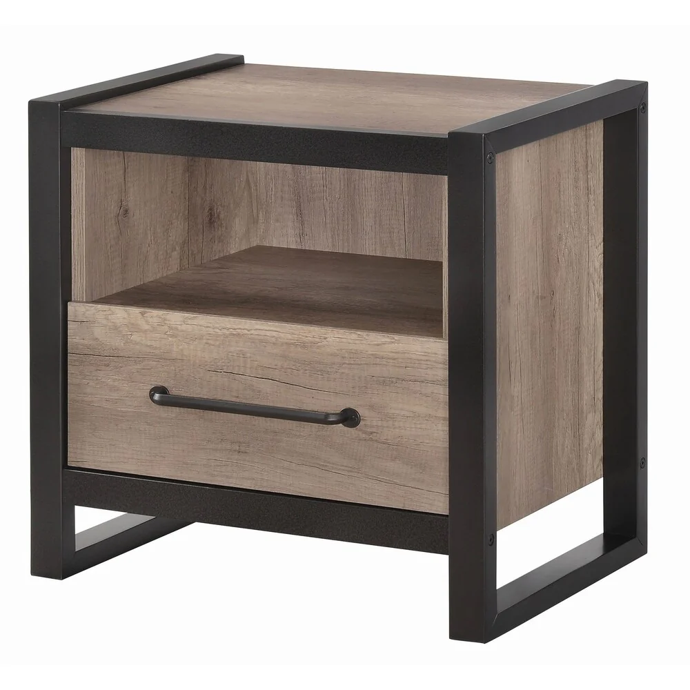 Britt Weathered Oak 3-piece Panel Bedroom Set with 2 Nightstands