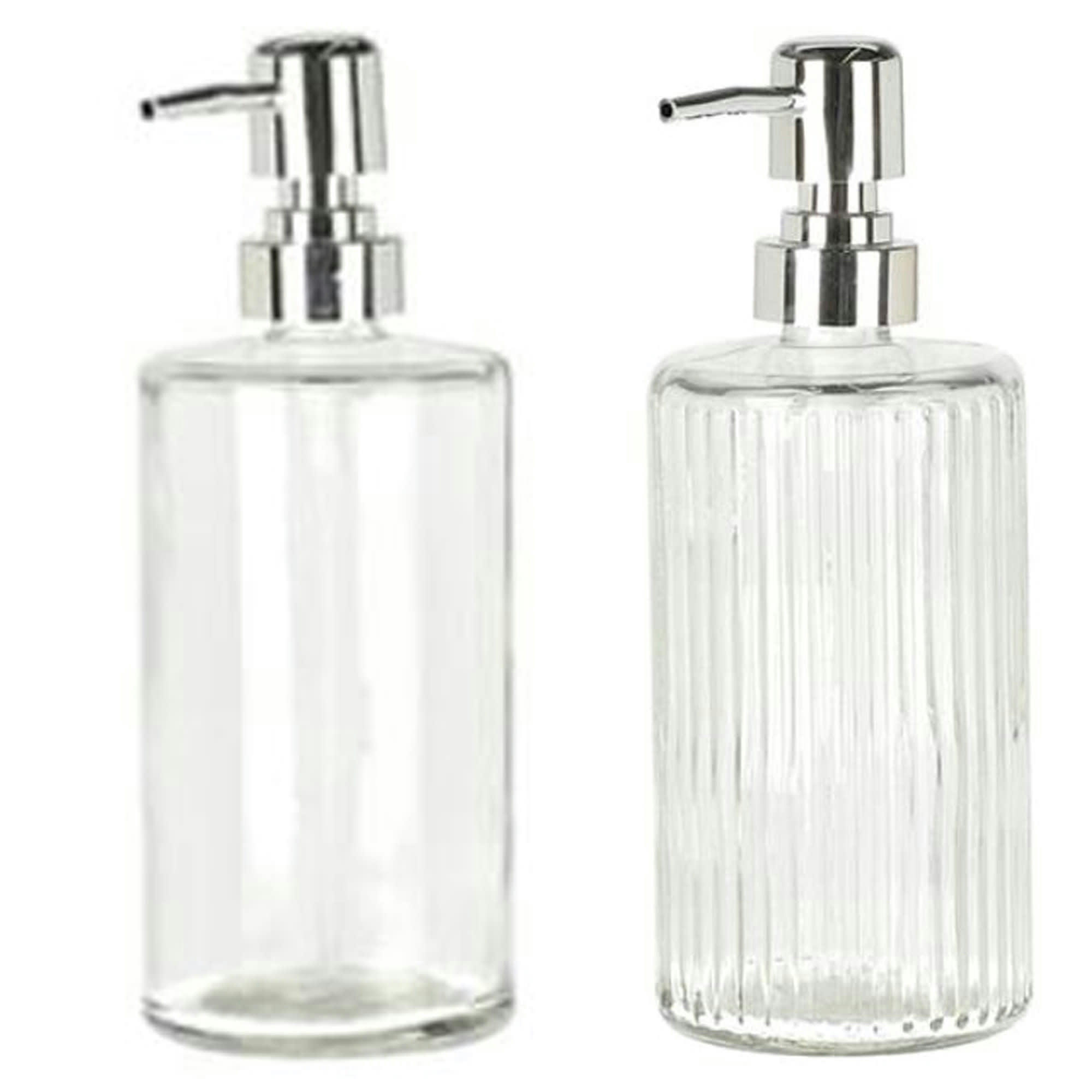 - Set de 2 distributeurs de savon en verre 8x19cm