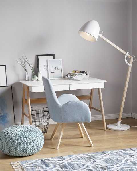 Lampa stojąca podłogowa regulowana biała